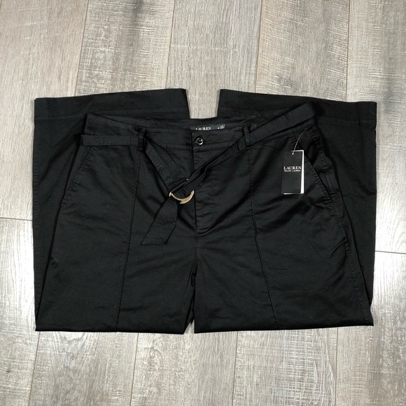 Lauren Ralph Women’s Micro-Sanded Twill Belted Wide-Leg Pants Size 16 - Picture 3 of 10